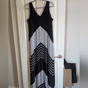 Maurices Black and White Chevron Maxi Dress